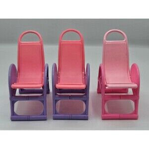 Mattel 1997 Barbie Pink And Purple Pool Salon Reclining Chairs Set Of 3